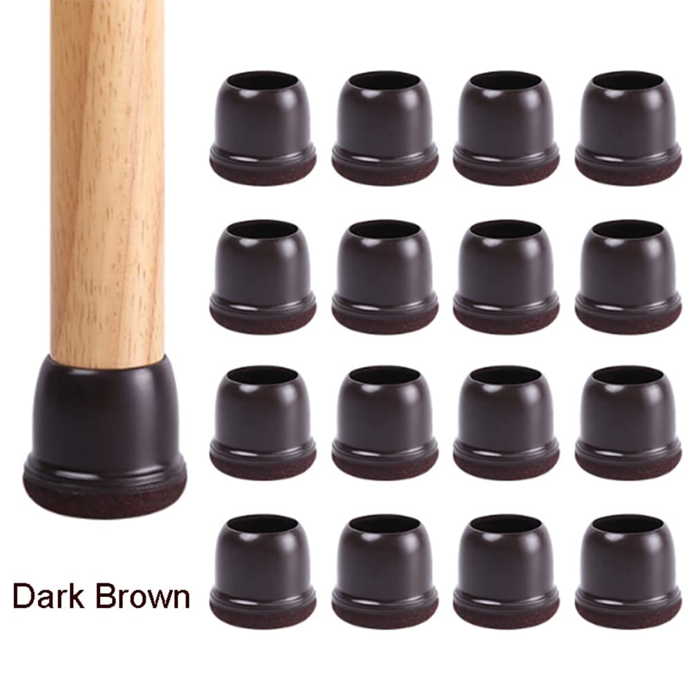 Vividlayer 16 Piezas Protectores de Suelo para Patas de Silla de Silicona Extra PequeñOs, Tapas de Patas de Silla MarróN Envuelto en Fieltro, Adecuado para: 0,75 Pulgadas - 1,0 Pulgadas