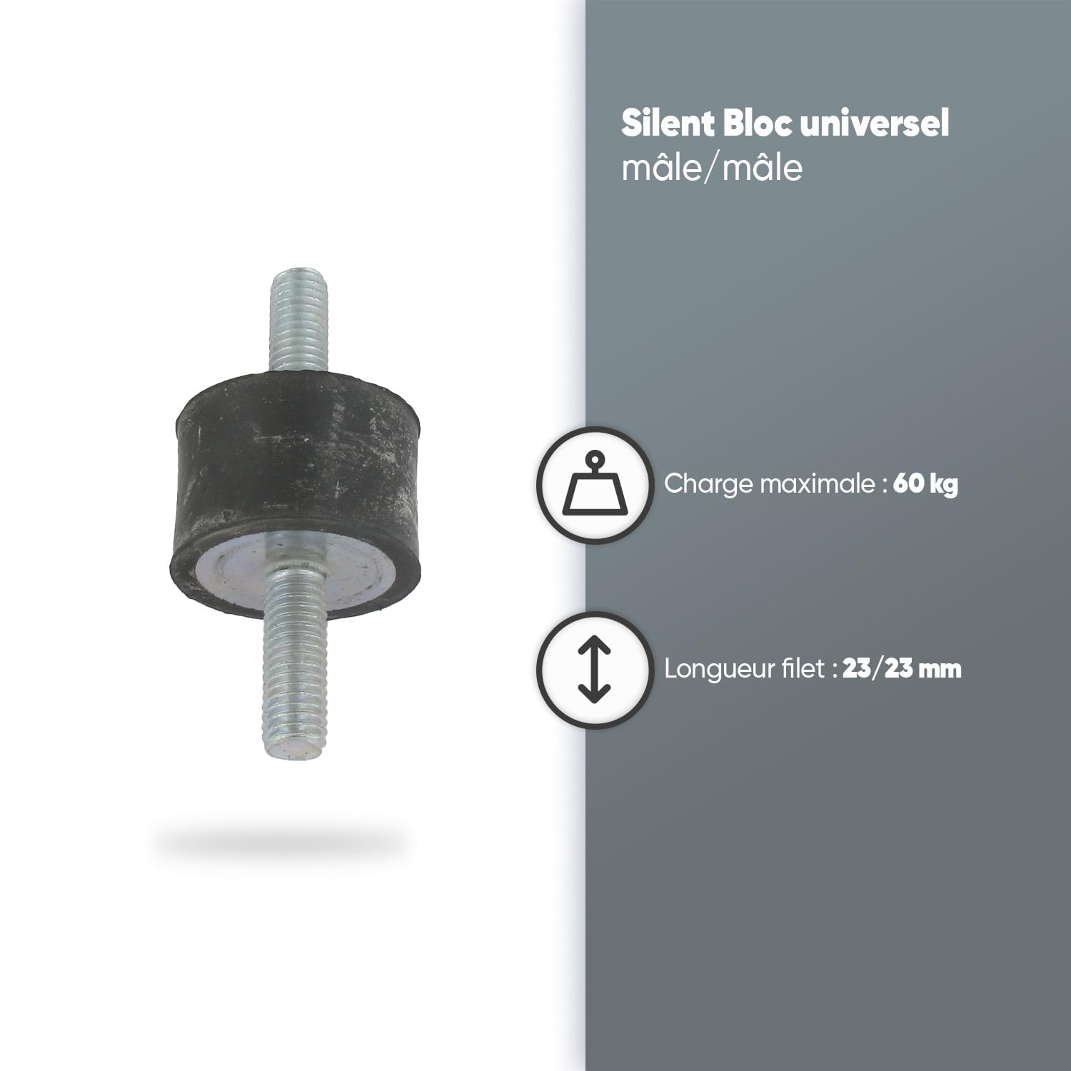 GREENSTAR - Silent Bloc Mâle/Mâle - Ø 30mm - Longueur 20mm - Filet M8 - Longueur Filet 23mm - Amortissement des Vibrations (Lot de 4)