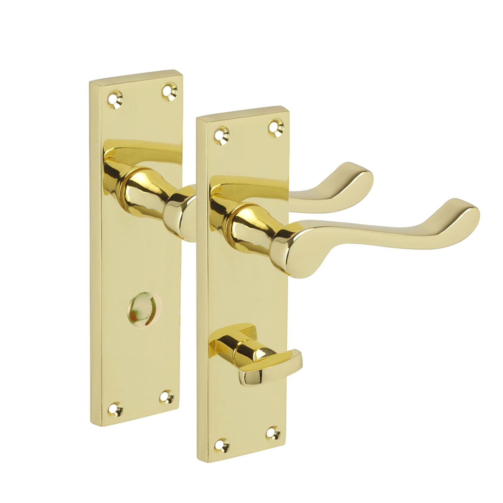 Handle Kingdom Ltd Gold Brass Bathroom Door Handles With Victorian Scroll Levers On Backplate H751014pb