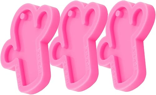 Miniatura 5 de Molde de silicona para manualidades de resina de cactus, 3 piezas, arte epoxi con 10 llaveros, postres de dulces, fondant, decoración de pasteles,