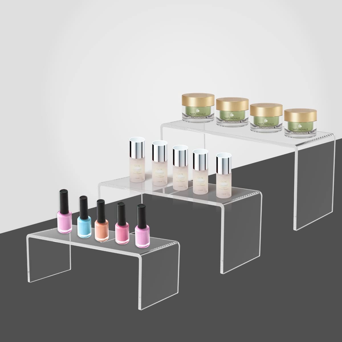 Acrylic Display Risers - 6 Pack Clear Riser Shelf -5 Acrylic Display Risers - 6 Pack Clear Riser Shelf -5