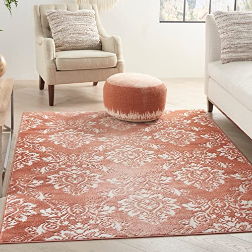 Nourison Elation Floral Ivory Mocha 2'3" X 7'6" Area -Rug, Easy -Cleaning, Non Shedding, Bed Room, Living Room, Dining Room, Kitchen (2X7) #TOP2