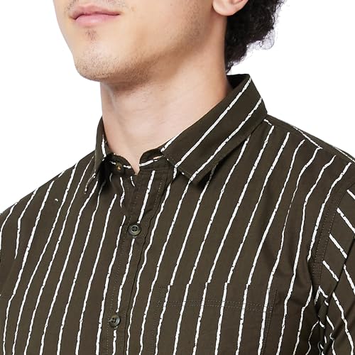Image of Spykar Men's Regular Fit N /A Half Sleeve Striped Casual Shirts