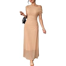 BLENCOT Womens Floral Off Shoulder Maxi Dress Ruched Bodycon Summer Wedding Guest Party Gown