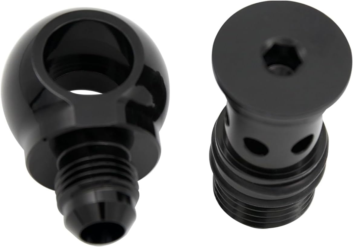 Banjo -6 AN Male to ORB-AN6 (9/16"-18 UNF) Banjo Bolt Assembly Fitting Adapter Aluminum Black