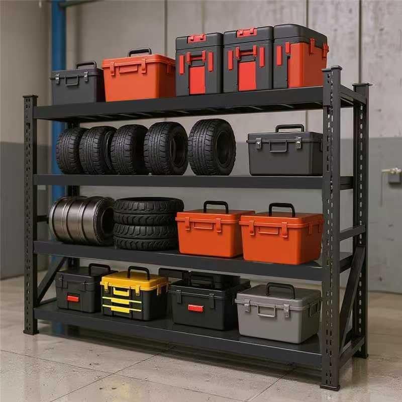 2000lbs garage shelving 59" w heavy duty storage shelves, 4 tier industrial adjustable metal shelves, shelving units for garages, warehouses