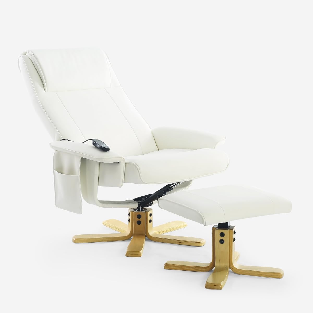 Produce Shop Fauteuil de Massage Relaxant et Chauffant avec Repose-Pieds Myron - Blanc