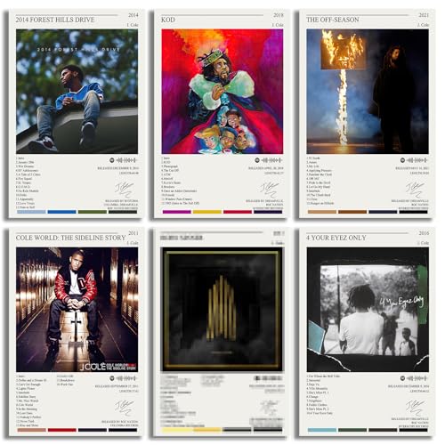 AQBOLKI J Cole Posters Music Album Cover Canvas Poster Wall Art Decor Print (Unframed: 8x12inch-6pcs)