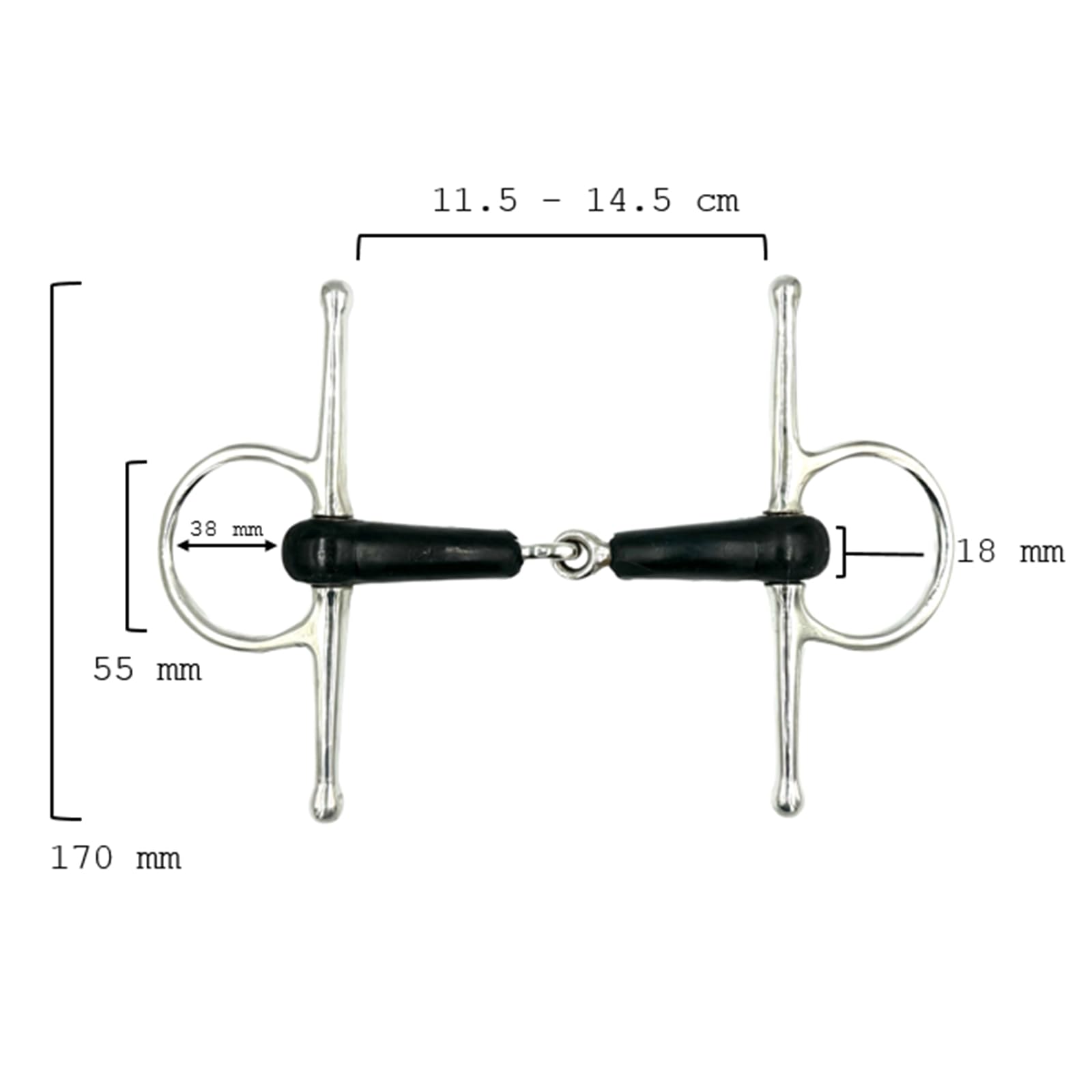 ES0104 Knebeltrense Einfach Gebrochen mit Gummi Edelstahl 21mm, 13.5 cm