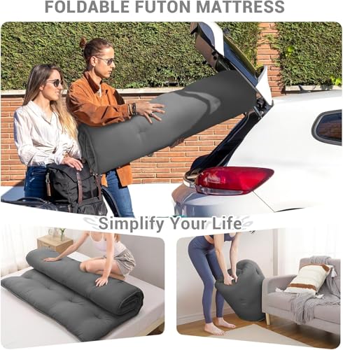 Image of Deevine Craft Quilt Cotton Floor Bed Mattress, Foldable,Rollable Movable Single Bed Comfort Gadda 1 Sleeping Capacity, S Quilted Design (Dark Grey, Single Bed 72X30X5 Inches), Gray