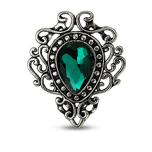 MINGHUA Retro Hollow Flower Waterdrop Gemstone Brooch for Women