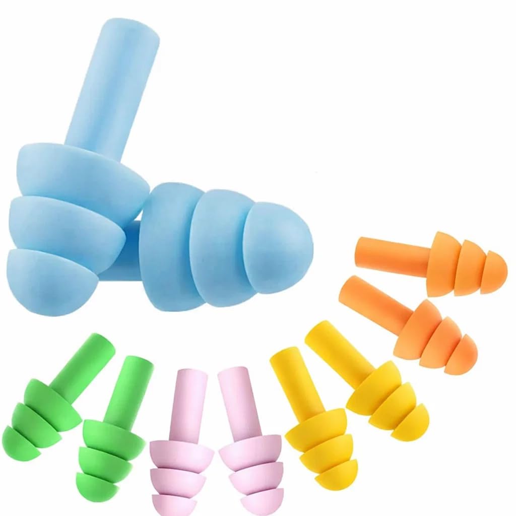 Hyzone Soft Ear Plugs For Noise Reduction For Sleeping - 5 Pairs, For Sleeping, Swimming, Snoring, Concerts, Airplanes, Travel Ear Buds Reusable Earbuds - 5 Pairs, Random Colour