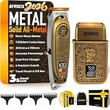 All-Metal Body Razor-Sharp T-Blade Hair/Beard Trimmer with 4 Guards & Close Shave Foil Shaver Kit for Men: Electric Cordless 3-Speed Foil Razor with Travel Lock Fast Charging USB Charger Travel Pouch