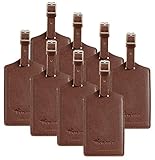 Travelambo 8 Pack Luggage Tags Faux Leather for Suitcases Travel Bag Labels Travel Accessories Essential with Protection Cover ID (Brown)