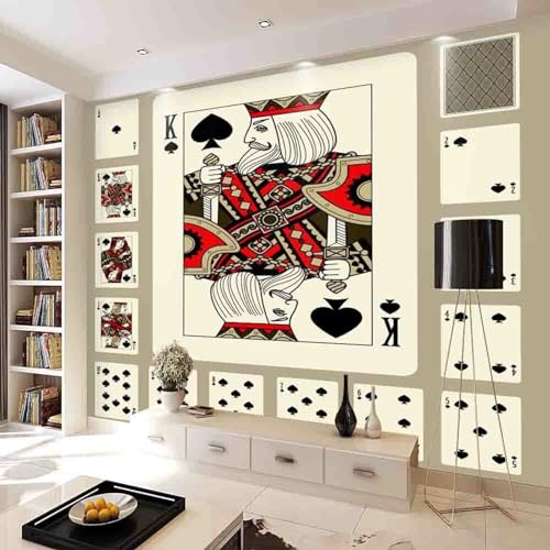 Papel pintado fotográfico personalizable con naipes para decoración de dormitorio infantil, 300 x 210 cm, diseño beige