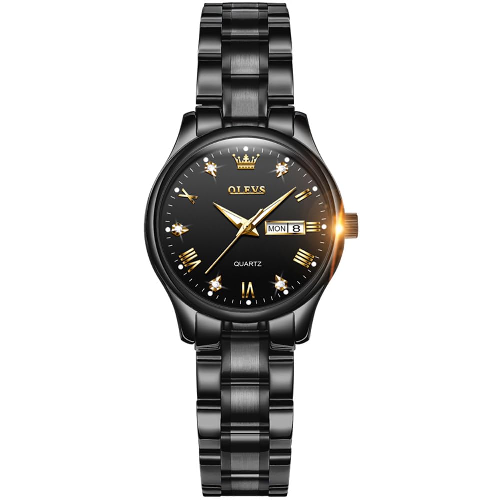 OLEVSOLEVS Women Watches Business Dress Female Ladies for Small Wrist Watch Gold Silver Tone Stainless Steel Band Analog Quartz Day Date Waterproof Lady Watches