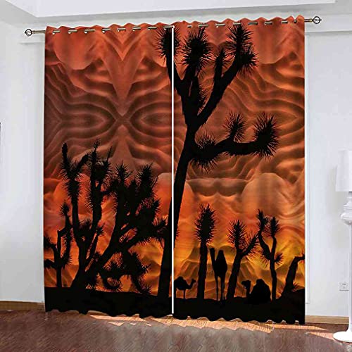 Rideaux occultants 100% polyester isolant phonique chameau 3D rideaux à œillets - 2