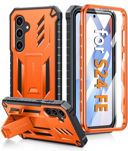 Samsung Galaxy S24-FE�pFNTCASE�P�[�X:�~���^���[�O���[�h�̗����h�~�ی샂�o�C���J�o�[�L�b�N�X�^���h�t��|�}�b�g�e�N�X�`���[�h���ϏՌ�TPU|�ی�p�̊��ȃX�}�z�P�[�X �I�����W