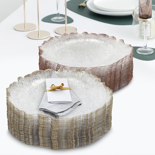Platos de plástico desechables 32 cm con borde dorado, pack 25 miniatura 7