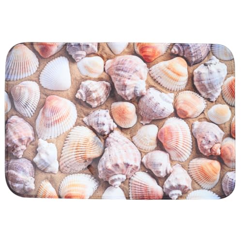 Ipetboom Alfombra Antideslizante con Diseño Tridimensional de Conchas Alfombrilla de Franela para Baño Cocina y Dormitorio Cómoda y Lavable Tapete Seguro y Absorbente para Hogar