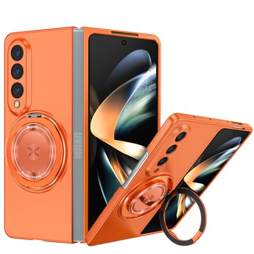 Coque protection Z Fold 4 orange fine polycarbonate avec support magnétique