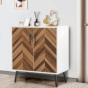 Storage Cabinet with Doors and Shelves Kitchen Free Standing Buffet Cabinet with Storage Sideboard Cabinet with Adjustable Shelves Wood Accent Cabinet for Living Room Bathroom Entryway Hallway