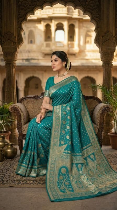 Image of Yashika Women's Art Silk Saree with Blouse Piece for Traditional Ethnic Wear Sari