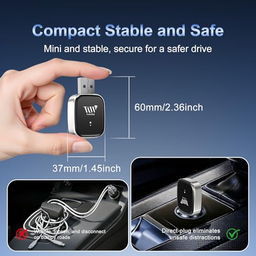 Mini Wireless Adapter for Carplay & Android Auto, 2026 Upgraded, Converts Wired to Wireless CarPlay Dongle, Plug & Play, Fast Stable Connection, Compact Design for iPhone & Android with USB/USB-C by Trolinktek - Image 2