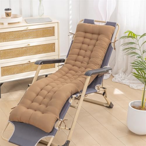 Surwin Sun Lounger Cushions Only, Soft Recliner Cushions Thick 8cm lounger Seat Pads for Indoor Outdoor Patio Yard Beach Garden (Brown,48x170x8cm)