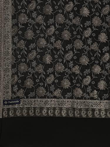 Image of Pashmoda Women Kaani Stole with Silky Zari Weave, Shawl, Wrap (Size 72X208 CM)