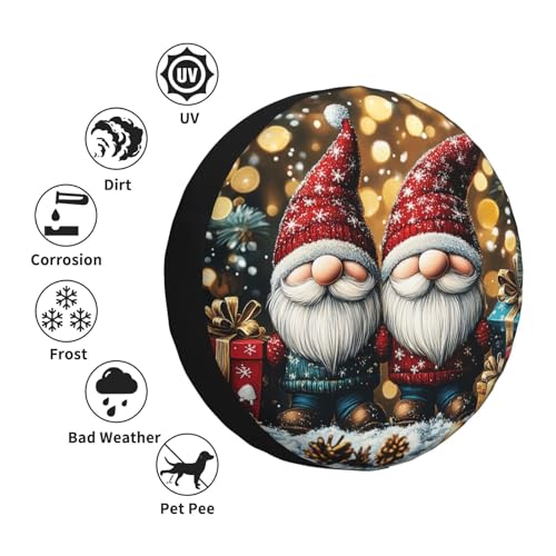Image of Christmas Gnome Spare Tire Cover Winter Weatherproof Universal Wheel Protectors Christmas New Year Wheel Covers for Rv Camper Travel Trailer SUV Truck 15 Inch Holiday Xmas Decor