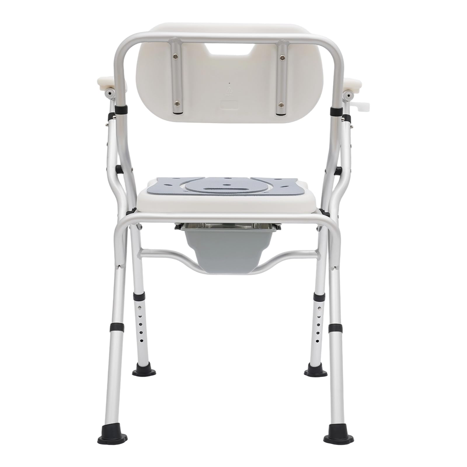 Sedia da doccia pieghevole per anziani, sedia da bagno regolabile in altezza, portata 150 kg, con braccioli e schienale, colore: grigio
