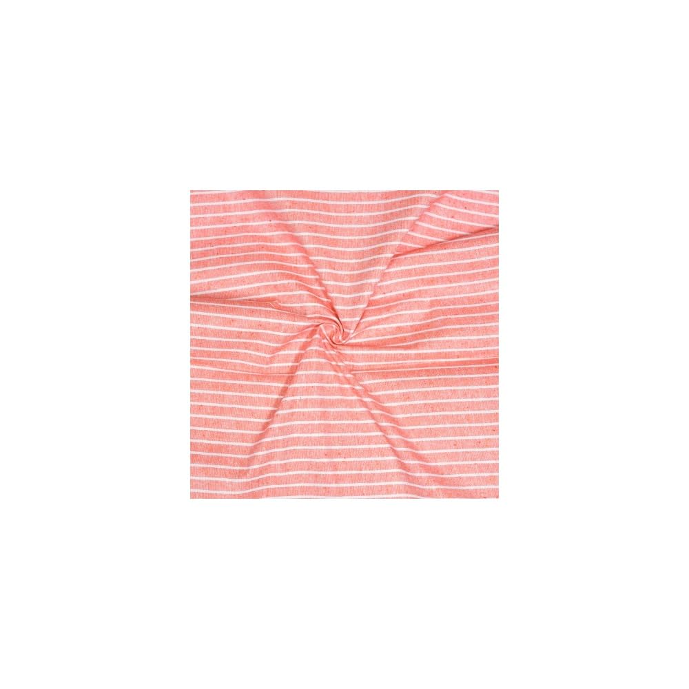 qashida Handloom Cotton Striped Shirt Fabric ? 2.5 Meters | Premium, Soft & Breathable, Peach, White-picture-13