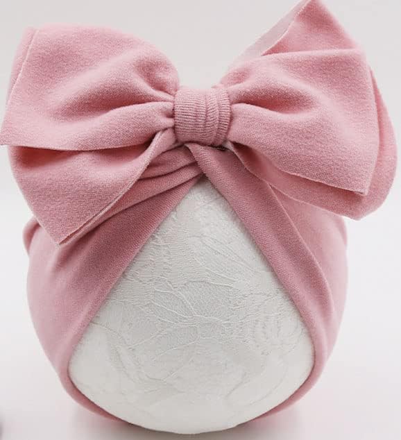 DRESHOW BQUBO 5 PCS Baby Cotton Hats Big Bow Knotted Headwrap Turban Baby Infant Beanie Baby Girl Soft Toddler Cap for Winter - Image 4