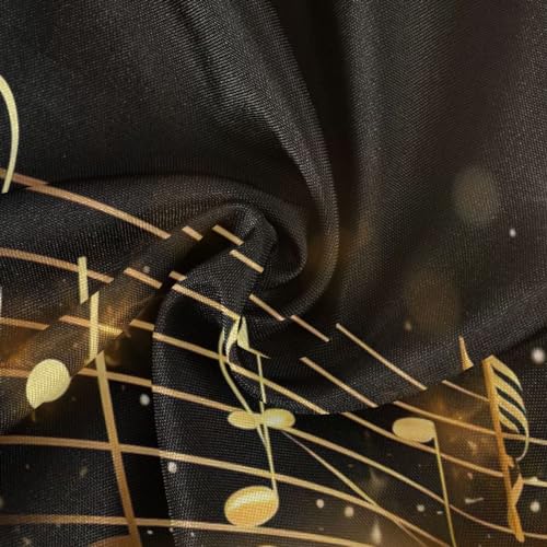 Wajiw 60 Inch Indoor Outdoor Round Tablecloth with Umbrella Hole and Zipper Waterproof Patio Table Cover for Camping Dining Room Party Outdoor Picnic,Gold Musical Notes