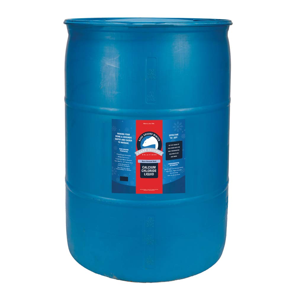 Bare Ground Bolt BGB-55DC Fast-Acting CaCl2 Ice Melt Liquid for All Su, 55 Gallons in in Proffesional Drum, blue