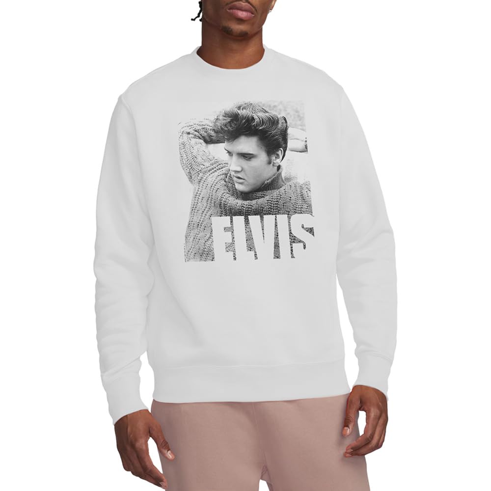 Elvis Presley Men's White Relaxing Sweatshirt in Size XL, Sports Direct