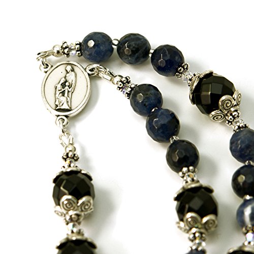 Silver Inches Catholic Prayer Beads Saint Michael Guardian Angel Chaplet Sodalite Gemstone With Blessed With Anointing Oil #TOP2