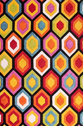 Lord of Rugs Quality Handcarved Geometric Design Rainbow Bedroom Living Room Multi Coloured Rug Marco Multi Large 160x230 cm (5'3"x7'7") - Image 5