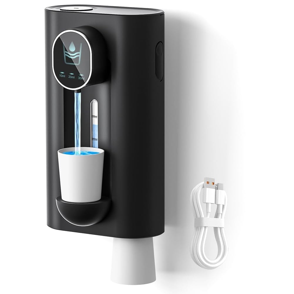 CTRLZS Mouthwash Dispenser for Bathroom, 18.26 Oz (540Ml) Touchless Auto Mouth Wash Dispenser with Magnetic Cups Black