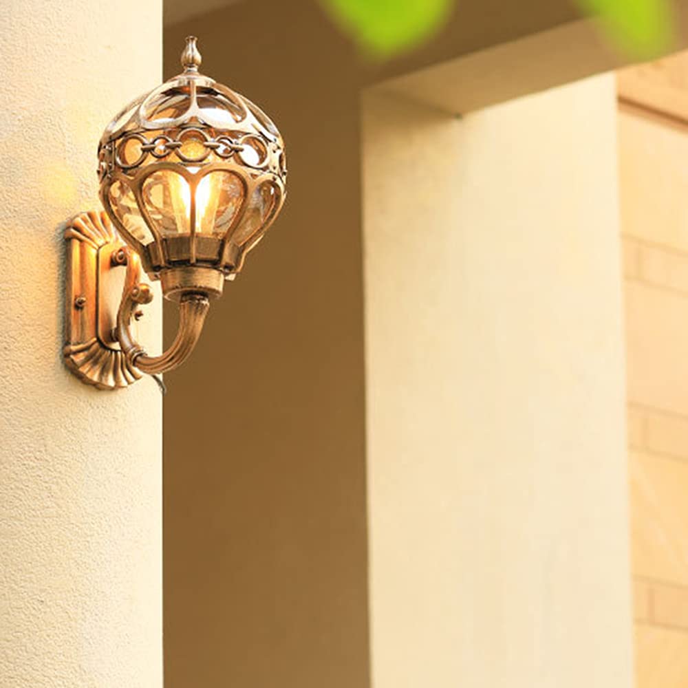 Mengjay Vintage buitenwandlamp waterdicht IP23 buitenlamp, van aluminium glazen kap, wandlamp tuinlamp, rustieke buitenlamp voor terras, tuin, E27 buitenwandlamp (E