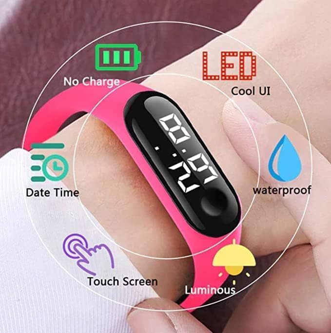 Image of Digital Dial Waterproof Stylish & Fashionable Wrist Smart Watch LED Band for Kids, Colorful Cartoon for Boys & Girls (Removable silicon strap)