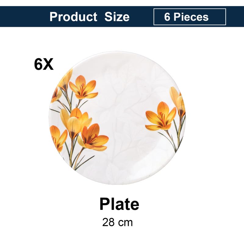Image of Golden Fish Melamine Dinner Plates Set of 6 for Serving - Full Size, Curved, Vintage Design, Break Resistant for Home, Kitchen, Restaurant, Party (11 inch)