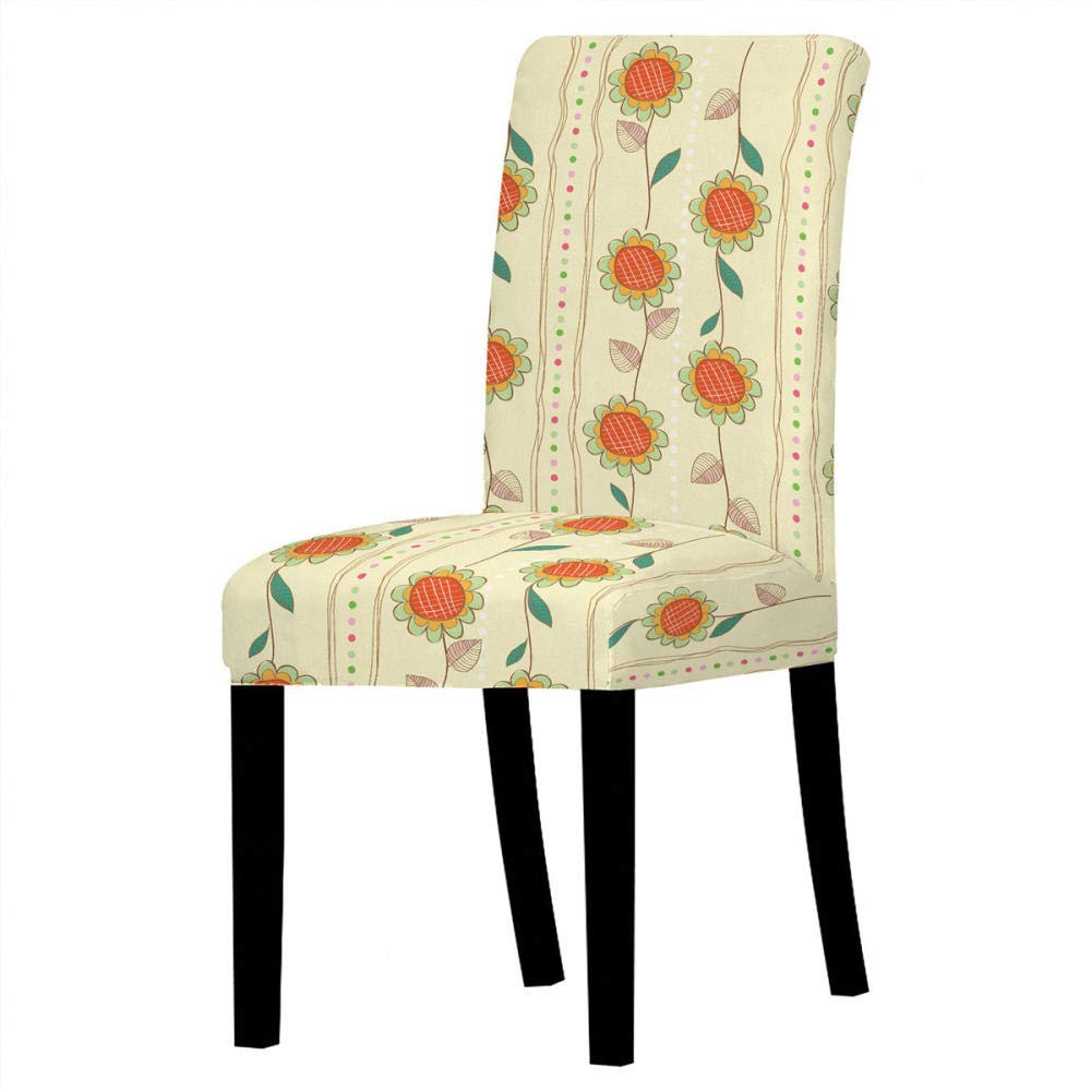 Coprisedie Elasticizzati Con Stampa Girasoli - Set Da 6 Pezzi, Lavabili In Lavatrice, Per Cucina, Hotel E Feste