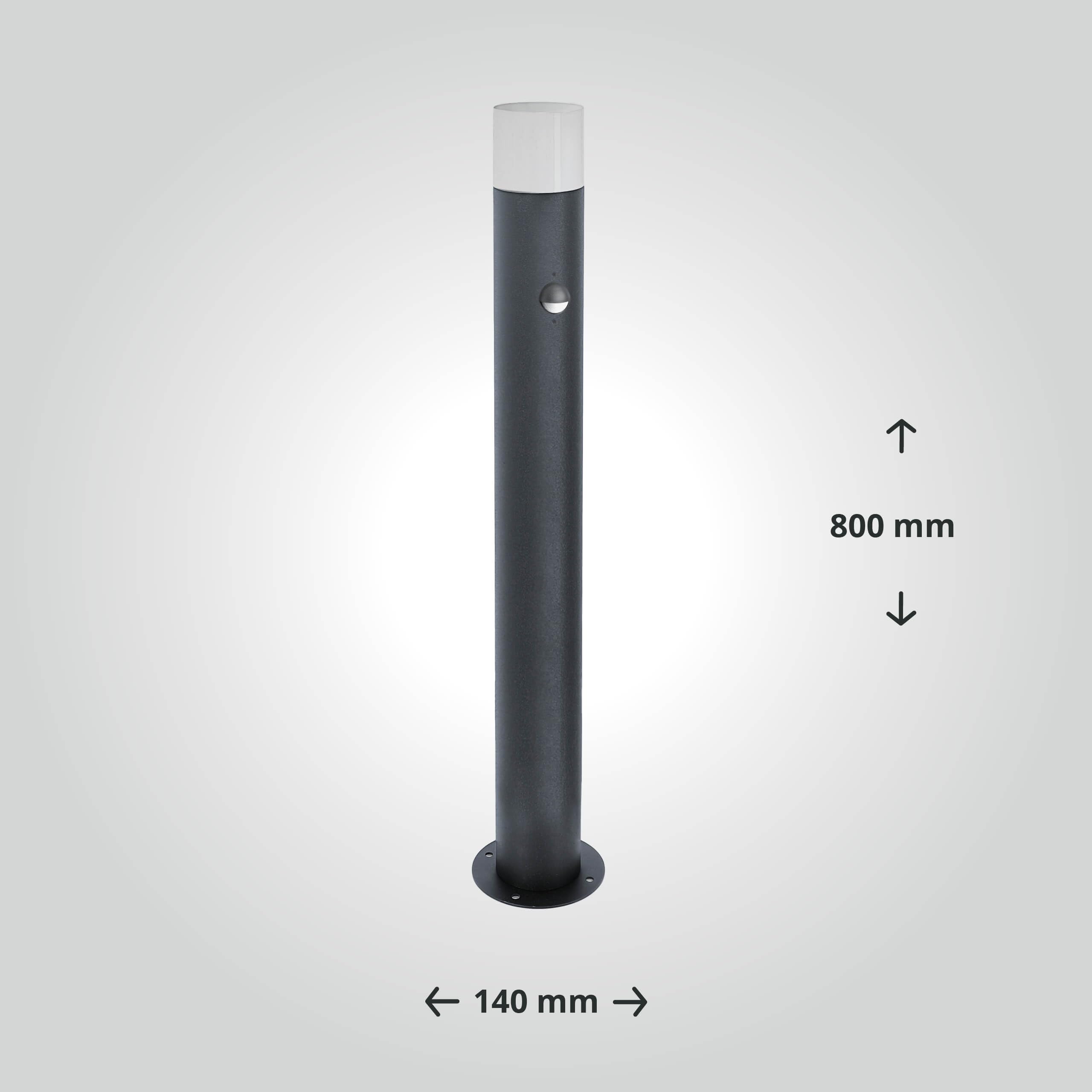 LED Universum - Wegeleuchte 80cm Rund Anthrazit mit Bewegungsmelder aus Aluguss Außenleuchte witterungsbeständig für LED Leuchtmittel E27 Gartenleuchte IP44