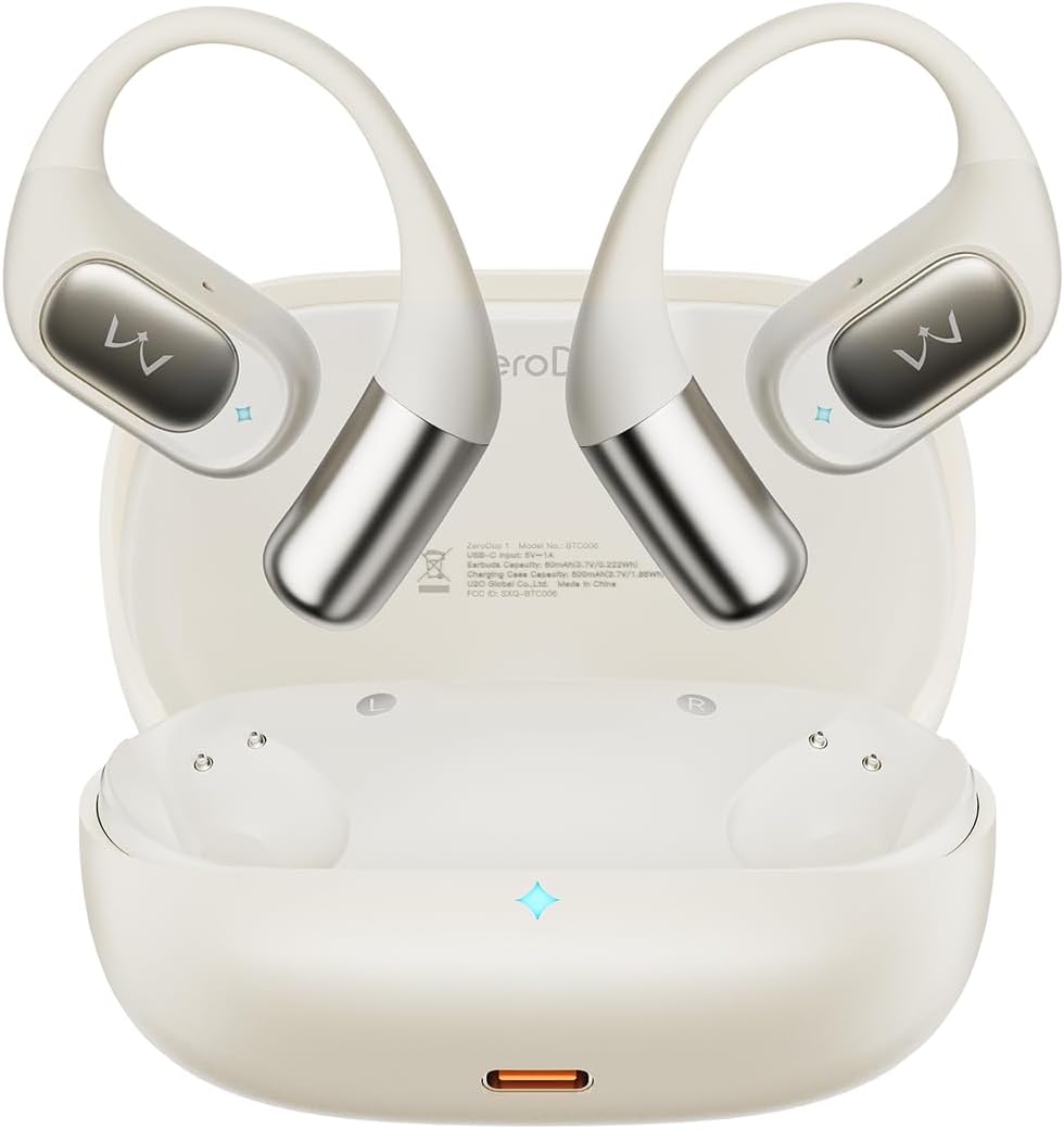 iWALK Open-Ear Headphones, True Wireless Headphones Bluetooth 5.4 Light Earbuds, Ultra Comfort Earhooks, 35H Playtimes, Clear Calls, Air Conduction Stereo Sound with 15mm Drivers for Workouts (Black)