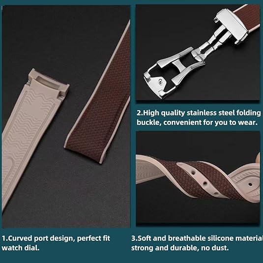 YHMOO 20mm Watch Strap for Omega x Swatch MoonSwatch Watch,Folding Buckle Band Compatible Omega X Swatch Moonswatch Speedmaster Men Women (BLACK ORANGE)