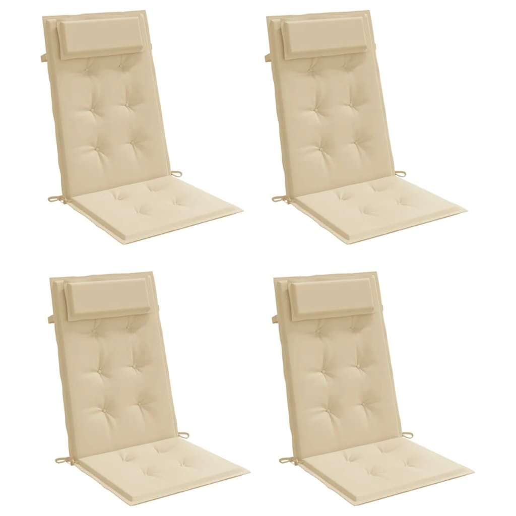 Wasserabweisende Stuhlkissen 4er Set, Sitz für Hochlehner, Gartenstuhl Hochlehner mit weicher Polsterung