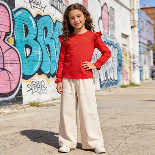 Image of LYSMuch Toddler Baby Girls Blouse Long Sleeve Ruffle Shirt Solid Top Clothes