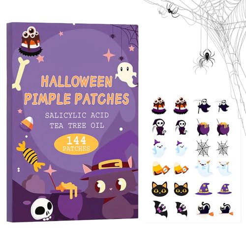 Patches De ZIT Para La Cara - Stickers De Zit De Piel De Halloween | Almohadillas De Cuidado De Mancha Para Adolescentes Y Niñas | Parches De Espinilla De Frente Para Una Piel Clara Y Cuidado Diario D